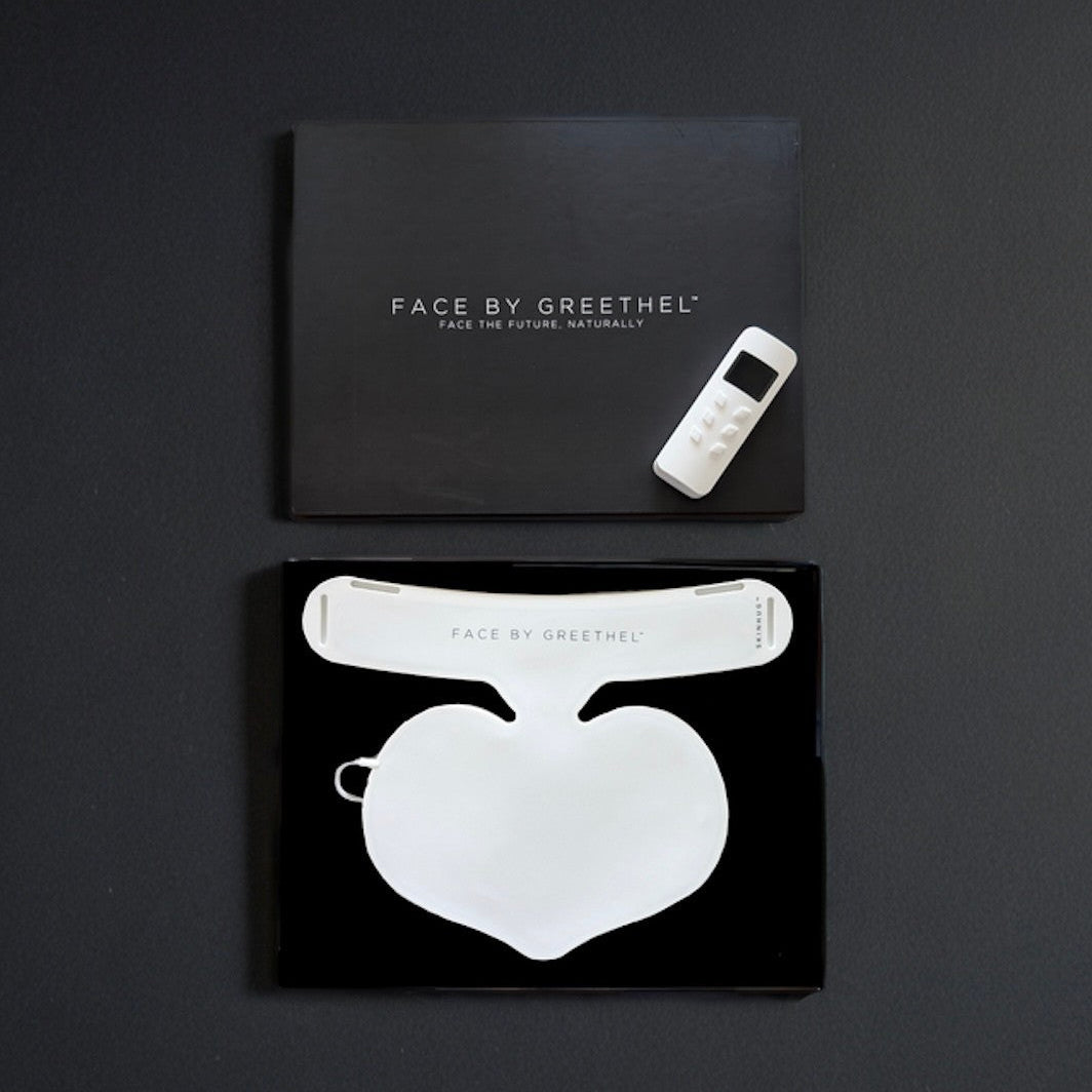 LED Neck & Décolletage Mask designed to deliver light therapy to the neck and chest area, helping to reduce wrinkles, improve skin tone, and promote collagen production