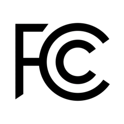 FCC icon indicating compliance with Federal Communications Commission regulations for electronic devices.